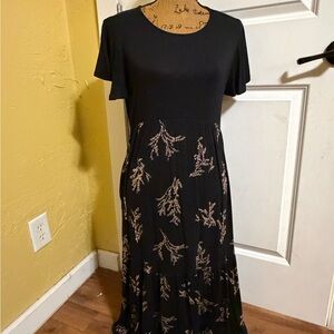 Maurices Black and tan Floral Maxi Dress